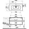 Тумба VITRA METROPOLE 100 см с раковиной INFINIT из искусственного камня, c 2-мя ящиками, цвет сливовое дерево, фасад черное акриловое стекло 58183